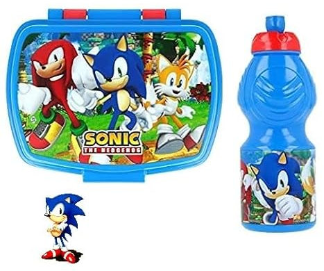 ILS I LOVE SHOPPING Set déjeuner scolaire 2 pièces porte-goûter et bouteille en plastique pour enfants, enfants, goûter, boîte de lancement, sans BPA pour SONIC