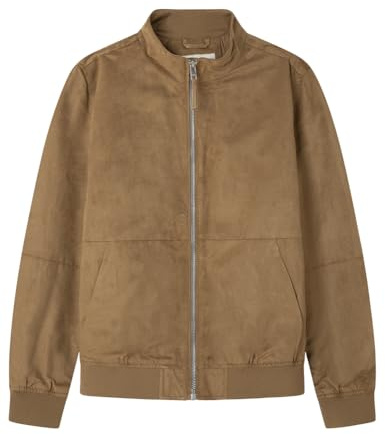SPRINGFIELD Suede Funnel With Zip Closure, Inside Pocket And Cuffs, Bottom And Inside Collar In Elastic Knit Chaqueta De Ante Hombre