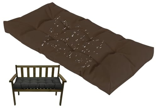 Waterproof Outdoor Bench Cushion 8cm Thick Swing Seat Pad with Non Slip Straps Comfortable Garden Furniture Cushion for Hollywood Swing Coffee Color 110x60cm
