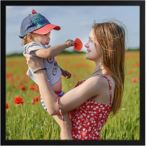 Vasemouh 12x12 Photo Frame Black, Single 30x30cm Square Picture Frame Horizontal or Vertical Wall Mounting and Tabletop Display for Home, Office, Gallery