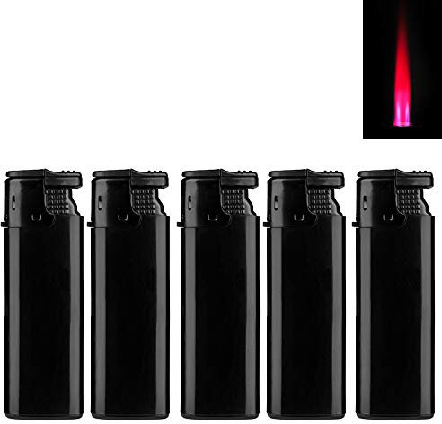 Turbo Sturmfeuerzeug Black ZS 1-10, ROTE Flamme Gas Jet Flame Lighter (5X Schwarz (5 Feuerzeuge))