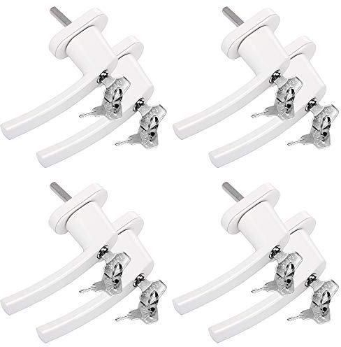 Monzana 8X Manilla de Ventana Puerta Universal con Cerradura + 2 Llaves Manija Bloqueo en 2 Posiciónes Blanco