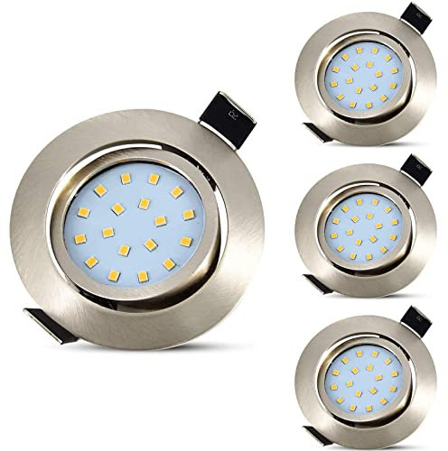 Allesgute 4X LED Downlights Ultra Slim Recessed Ceiling Lights Brushed Chrome Spotlights Tilt LED Down Lights 5W 240V Cool White 6000K