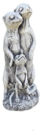 Steinfigur 3-er Familie Erdmännchen im Hügel Steinguss Frostfest Garten Deko Gartendeko Deko-Figur für Haus Garten Moderne Statue Garten-Figur