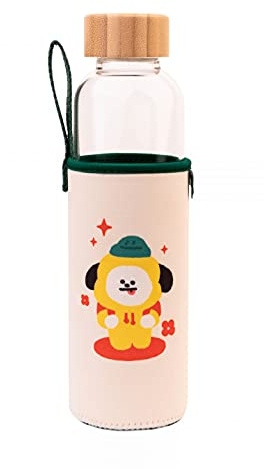 Grupo Erik Borraccia BT21 Chimmy - Borraccia Vetro 500 ml con Rivestimento in Neoprene e Manico per Bambini, Scuola, Palestra o Attività Sportive | Water Bottle Kawaii: BTS Gadget