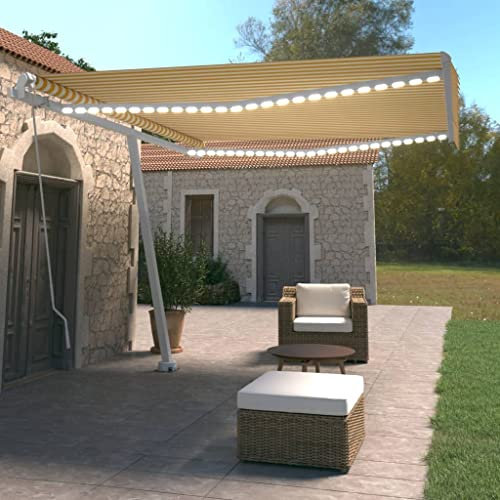 INLIFE Store à bras articulé rétractable avec LED 400 x 350 cm Jaune et blanc 9623-9623