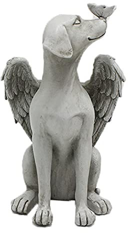 Dnoifne Estatua conmemorativa de perro de ángel, piedras conmemorativas de mascotas para perros, regalos conmemorativos de perro de ángel, marcador de tumba de mascotas, estatua de homenaje