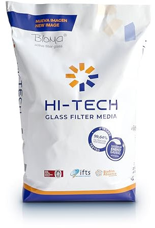 Hi-Tech Glass Filter Media Media Filtrante in Vetro Hi-Tech Sabbia di Vetro Filtrante Hi-Tech da 20 kg per Piscine con Massima Potenza di Filtrazione e Risparmio di Acqua de Energia