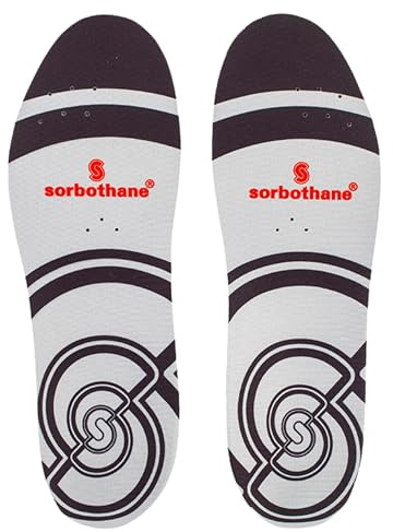 SORBOTHANE Sorbo Pro Insoles Men & Women – Shock Absorbing Inserts for Pronation & Heel Pain Relief – Arch Support Shoe Insole for Running, Walking, Work Boots – Antibacterial, Size UK 5-6.5
