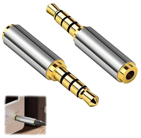 BIVOFU Adaptador de Auriculares 3.5 mm a 2.5 mm - Convertidor de Audio Estéreo de 4 Polos - Compatible con Auriculares, Teléfonos Inteligentes, Tabletas y Altavoces - Carcasa de Metal - Paquete de 2