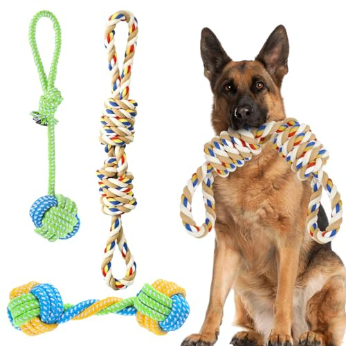 WideSmart Jouets pour Chien,3 pièces Jouet Chien Corde,Moyens et Petits Jouet Chiens Interactif,Ouets à Mâcher Chiens Jouet Interactif pour Nettoyage des Dents Jouets durables mâcher Corde