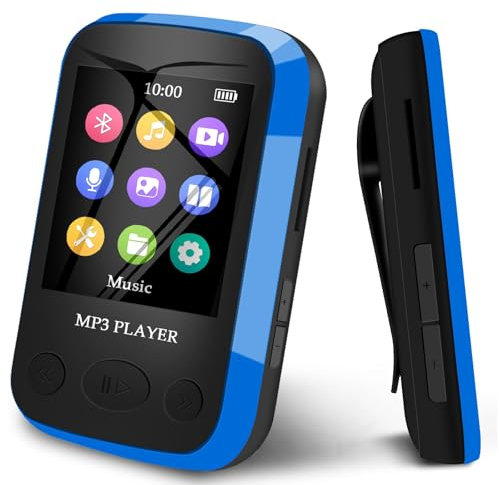MP3 Player Bluetooth 5.0 Sport-Musik-Player - 32GB MP3-Player mit 1,7-Zoll-TFT-Bildschirm | unterstützt bis zu 128GB TF/Micro SD Karte | eBook, Sprachaufzeichnung, inkl. Kopfhörer FM Radio