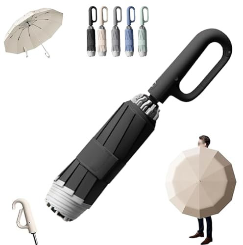 Berivella-Regenschirm, Berivella der ultimative Regenschirm, Alvyne-Regenschirm, tragbarer Regenschirm mit Ringschnalle, umgekehrter Regenschirm, automatisch Faltbarer Reiseschirm (Schwarz)