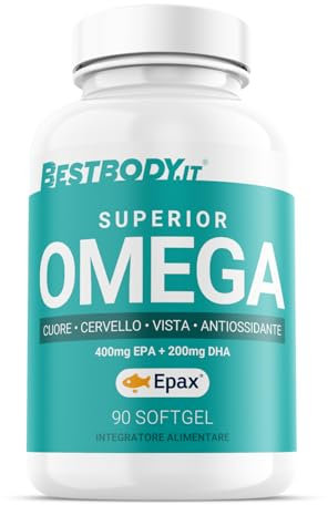 BestBody - Superior Omega - Omega 3 con Materia Prima Epax ad Alta Concentrazione, 400mg di EPA e 200mg di DHA per Softgel, 90 Capsule