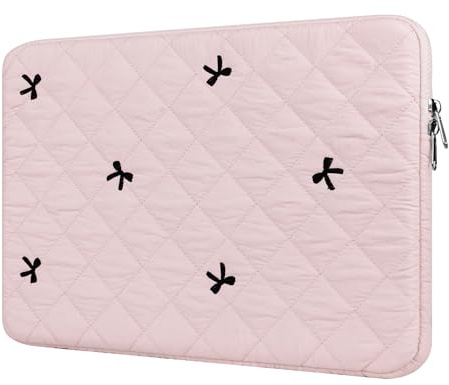 BAAGOAZ Housse pour Ordinateur 13-14 Pouces, Pochette de Protection avec Nœuds Brodés, Sacoche Compatible avec 13-14 MacBook/Chromebook/PC Portable, Rose