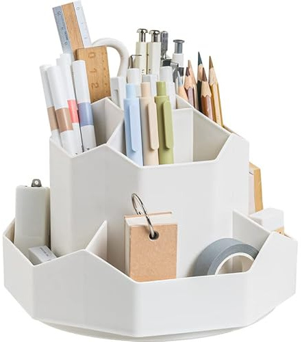 QUMENEY Soporte giratorio de 360 grados para bolígrafos, organizador de escritorio, soporte multifuncional para lápices, almacenamiento de artículos de papelería, soporte para pinceles de maquillaje