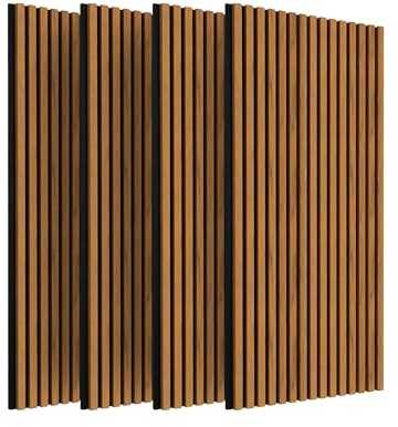 IZODEKOR 3D Wooden Wall Panels, Sound Insulation, Acoustic Panels, Wooden Wall Decor for Living Room, Interior Cladding, Sound Insulation, Set of 4, Walnut