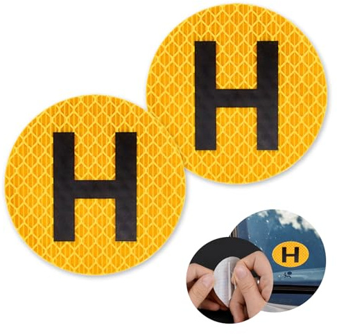 Pack de 2 Señales H Pegatina Externa, 60mm Pegatina Vehiculo Historico Reflectante Coche y Moto H Historico Distintivo Vehiculo Homologado España