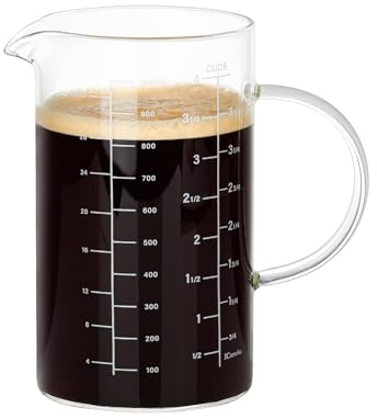 BCnmviku Misurino in vetro da 1 l, misurino con bilancia (ml, oz, tazza), adatto per cucina, ristorante (1000 ml A)