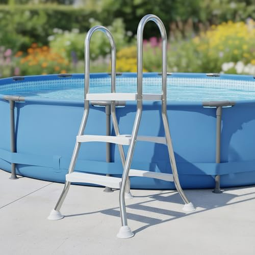 AIBOTY Escalera De Piscina De Lujo De 52, Escalera para Piscina Elevada Al Aire Libre, Capacidad Máxima De Carga 550 LB, Escalera De 4 Peldaños De Doble Cara Antideslizante para Piscinas,85cm