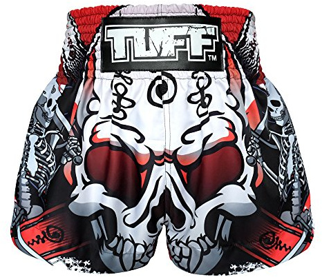Tuff Sport Boxen Muay Thai Shorts Dragon Skull Kick Martial Arts Training Gym Kleidung Trunks, Weißer Totenkopf, X-Large