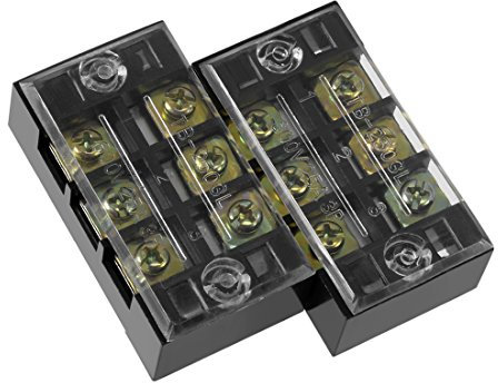 sourcing map 2 Pcs Dual Rows 3 Positions 600V 25A Cable Barrier Block Terminal Strip TB-2503L