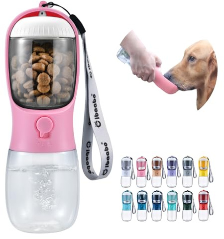 Cibaabo Dog Water Bottle with Food Container, Travel Puppy Water Bowl, Portable Pet Dispenser, Girl Dog Mom Gifts Accessories Stuff Essentials Necessities for Yorkie Chihuahua Cat Walking and Hiking