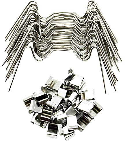 120 Stück Gewächshaus Klammern, Edelstahl Gewächshausklammern, 60 Stück Gewächshaus Verglasung Draht-Clips + 60 Stück Gewächshaus Verglasung Z Überlappung Clips