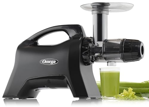 Omega Cold Press Juicer Machine, Vegetable and Fruit Juice Extractor and Nutrition System Makes Nut Milks Baby Food and Sorbets, Triple-Stage 80-RPM Slow Masticating Juicer, 200-Watts, Black
