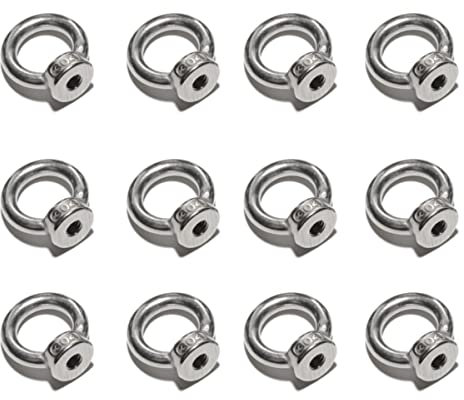 HOUSON 12 Pieces M5 Ring Nut，304 Stainless Steel Eye Nut Ring Round Eye Bolt Ring Bolt Rustproof for Roll of Fastening and Hanging(M5 Ring Nut)
