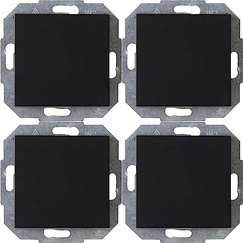 Kopp ATHENIS Universalschalter in Matt-Schwarz - 4 Stück - Lichtschalter-Unterputz mit 10AX Schaltvermögen - Hochwertiger IP20 Schalter ohne Rahmen - Moderner Wechselschalter-Unterputz 250V~