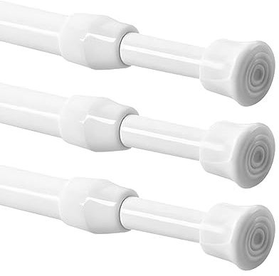 Tringle Rideau Sans Percage Tringle à rideau télescopique réglable, tringle à rideau de douche, Pose sans vis et sans perçage 32-50 cm (3 Pièces) (32-50 Cm (3pcs))