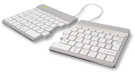 R-Go Split, Clavier Ergonomique, Bluetooth 5.0, avec Logiciel Anti-TMS, AZERTY Français, Design Ergonomique avec Clavier divisé, Compatible avec Windows/Mac, Blanc