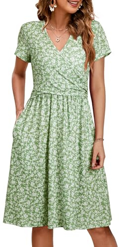 OUGES Robe de Maternité D'été pour Femme Robe d'allaitement Décontractée à Col en Vet Poches