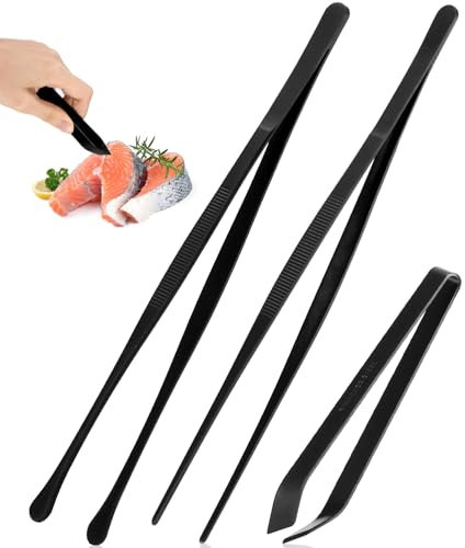LEAZZLE 3 Pcs Pince Cuisine Inox Professionnel,2pcs 30cm Pince à Barbecue,12cm Pince Arrete Poisson,Precision Pince de Chef,Pour La Cuisine,Pâtisserie,Barbecue,Fruits,pour enlever les arêtes poisson