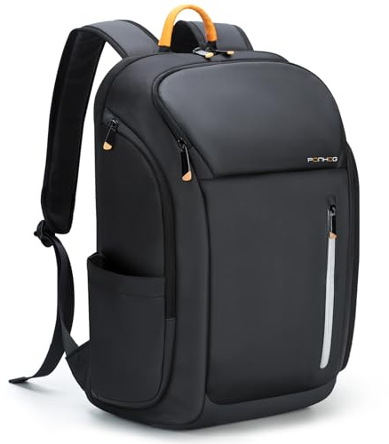 Ponhog Mochila Portátil para Hombre 18.4 Pulgadas - Mochila de Negocios Antirrobo Impermeable 900D con Gran Apertura 180°, Capacidad 40L para Viaje, Trabajo, Commuting, Negro