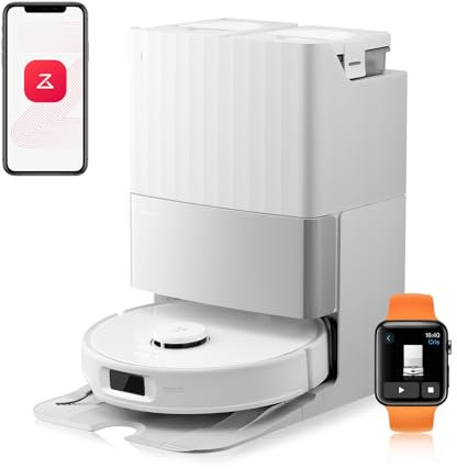 roborock Qrevo Edge S5A Robot Aspirador y Fregasuelos 18.500 Pa, Sin Enredos, FlexiArm Cepillo Lateral y Mopa, Lavado con Mopa de Agua Caliente y Autolimpieza, Secado con Aire Caliente, Blanco