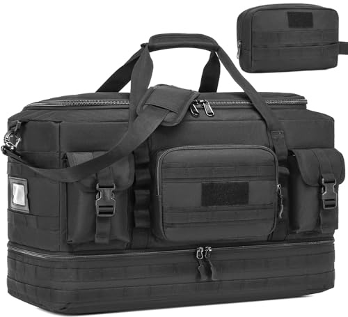 FRETHIND Bolso de viaje grande de 50L con neceser incluido, bolsa deportiva para hombres con compartimento para zapatos, bolsa de gimnasio para fitness, sauna, fútbol, Negro , L, Clásico
