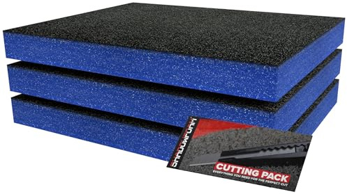 Shadow Foam Paquete Pequeño de 3 piezas | Insertos de espuma para caja de herramientas, hoja de espuma de 40 x 32 cm, organización de caja de herramientas, sistemas de almacenamiento de herramientas