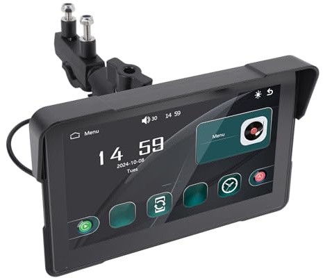 Luocute Motorcycle Gps Navigation System, 7 Inch 1024x600 HD IPS Screen IP67 Water Proof Touchscreen Portable Android Auto Gps for Motorcycle