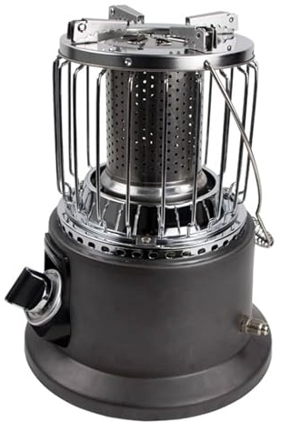 Estufa Radiante Calentador De Pie Estufa Exterior De Gas Ajustable Entre 4000W Fabricado en Acero Inoxidable Calentamiento De 360° Con Asa 27 X 27 X 38 Cm