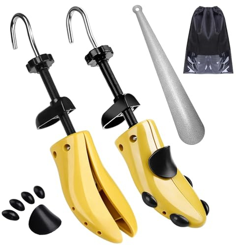 JJDPARTS Shoe Stretcher, Pair 4-Way Shoe Expander Widener Shoe Tree Extender for Women Men (M (for Men's Size US 6-9; Women's Size US9.5-13.5) Yellow)
