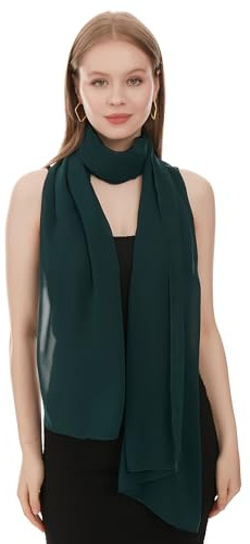 Chiffong Sjal Scarf För Dam – Lätt Och Tunn Halsduk Mode Sjalar för Kvinnor - Chiffon Vårsjal - Elegant Sommarsjal För Damer - Chiffongsjal Bröllopssjal Balwrap Cocktailsjal (Mörkgrön)