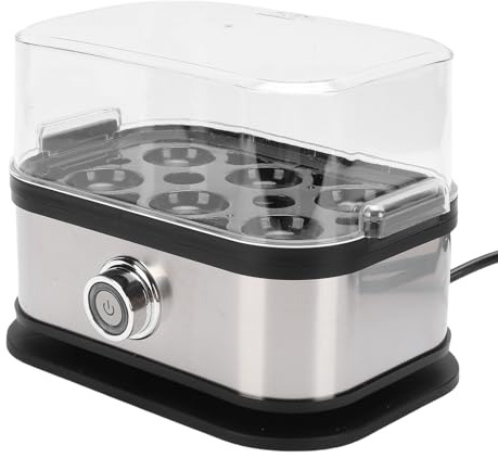 Luocute Cuiseur à œufs Rapide, capacité de 200 W, 6 œufs, en Acier Inoxydable, Intelligent, avec Protection contre L'ébullition à Sec et Arrêt Automatique, pour la Maison, le Bureau, le (Prise UE)