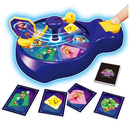 EPOCH Games - 7639 THE SUPER MARIO GALAXY MOVIE Spin 'n Match Game - Party Game | Snurra hjulet och tävla för att matcha utmaningar – snabba festrundor inspirerade av galaxens filmäventyr, åldrarna 4+