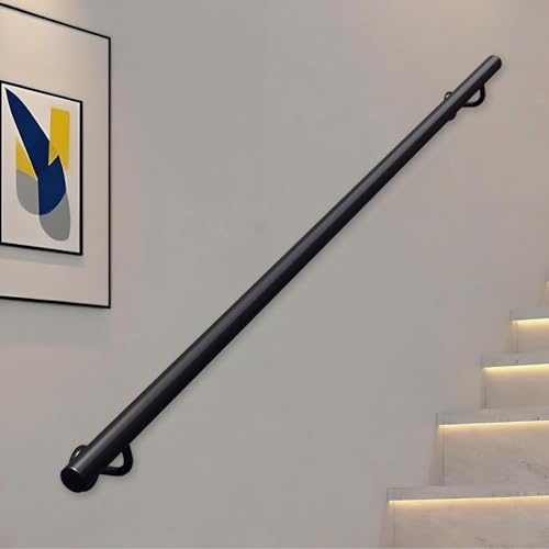 Metallräcke för trappor｜Trappräcken 80cm 1m 120cm 1.5m 180cm 2m 240cm Väggmonterat trappräcke｜Inomhus utomhus Grapphandtag för badrum/korridor(390cm)