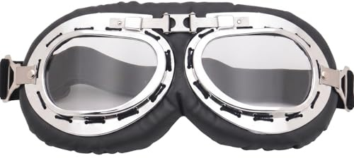 QAWSAF Lunettes d'aviateur, lunettes de moto, lunettes de moto pour porteurs de lunettes, lunettes de moto, lunettes de mobylette, lunettes de mobylette, lunettes de vue claire, pour moto, sports de