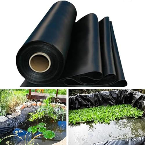 10 x 10 fot dammfoder – tungt flexibelt underlag för fiskar och koi-dammar, vattenfall, fontäner och vattenträdgårdar – lätt att klippa, svart dammhud (6 x 20 m)