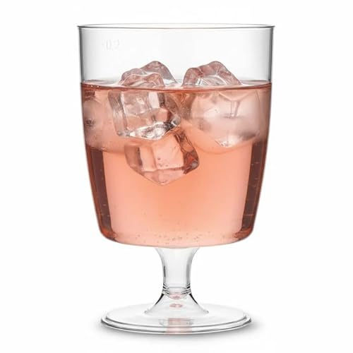 Regalzone One Piece Disposable Plastic Wine Glasses (200ml) - Pack of 250