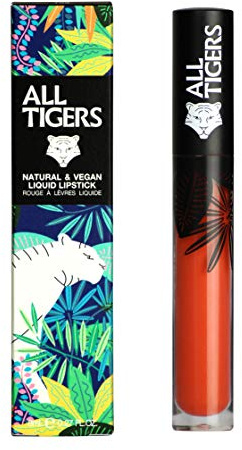 Liquid Lipstick - Matt, Vegan & Natürlich - Langer Halt - Farbe: Korallen-Orange Hear Me Roar 785 - Lippenstift ohne Bestandteile auf Erdölbasis - Bio-Inhaltsstoffe - ALL TIGERS